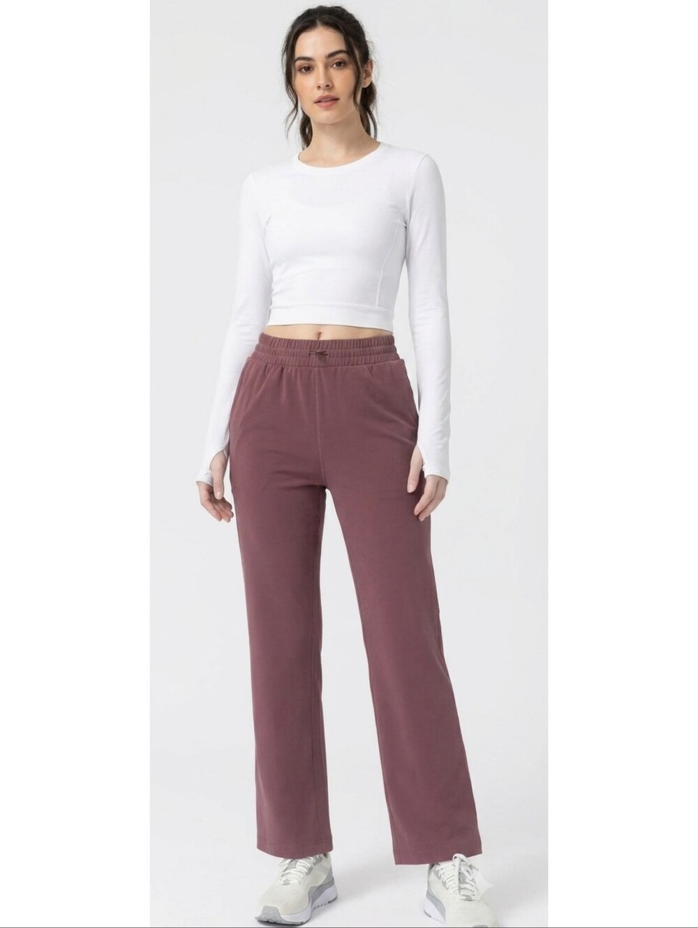 Leapstride Straight Leg Track Pants In Rose Brown Size S